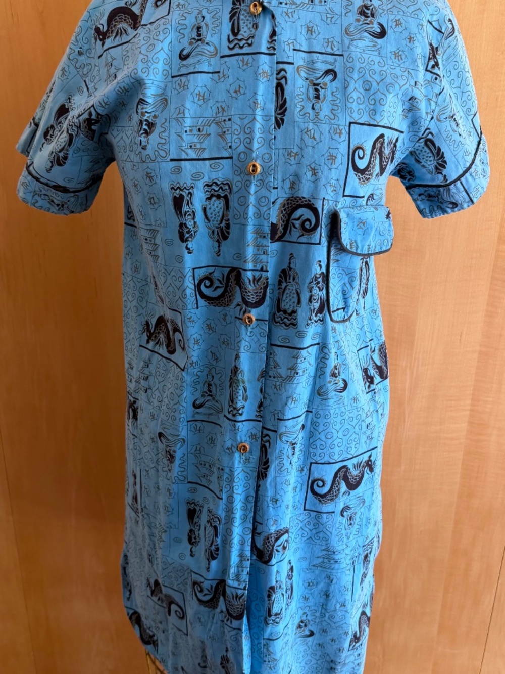 Vintage Chinese Symbols Cotton Tunic Blouse